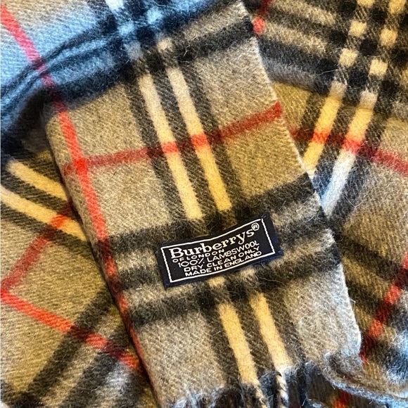 Burberrys Blueish Grayand BlackNova Checkered Scarf